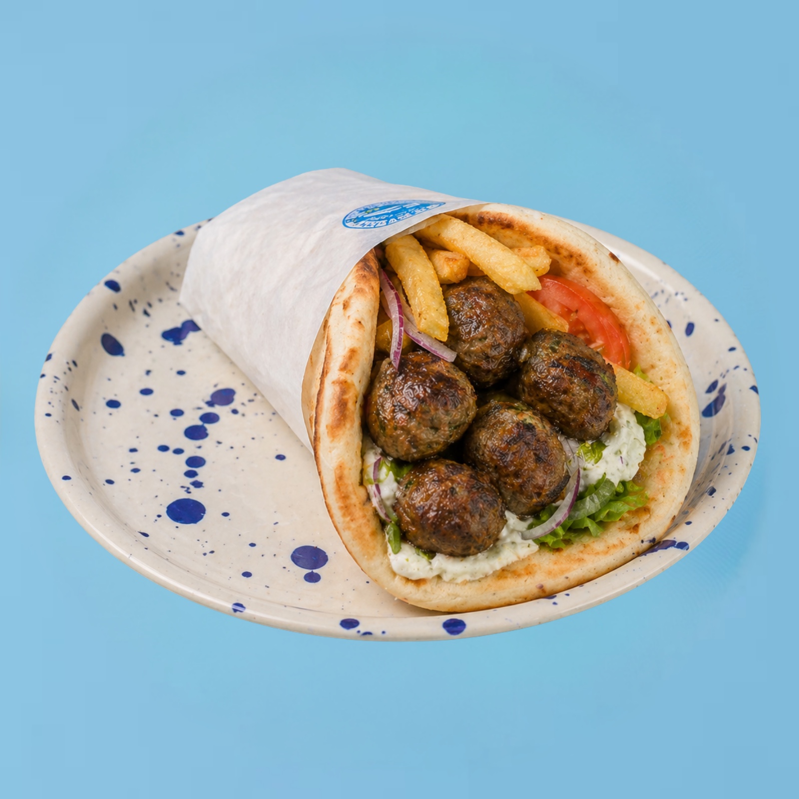 Keftedes pita med greske kjøttboller