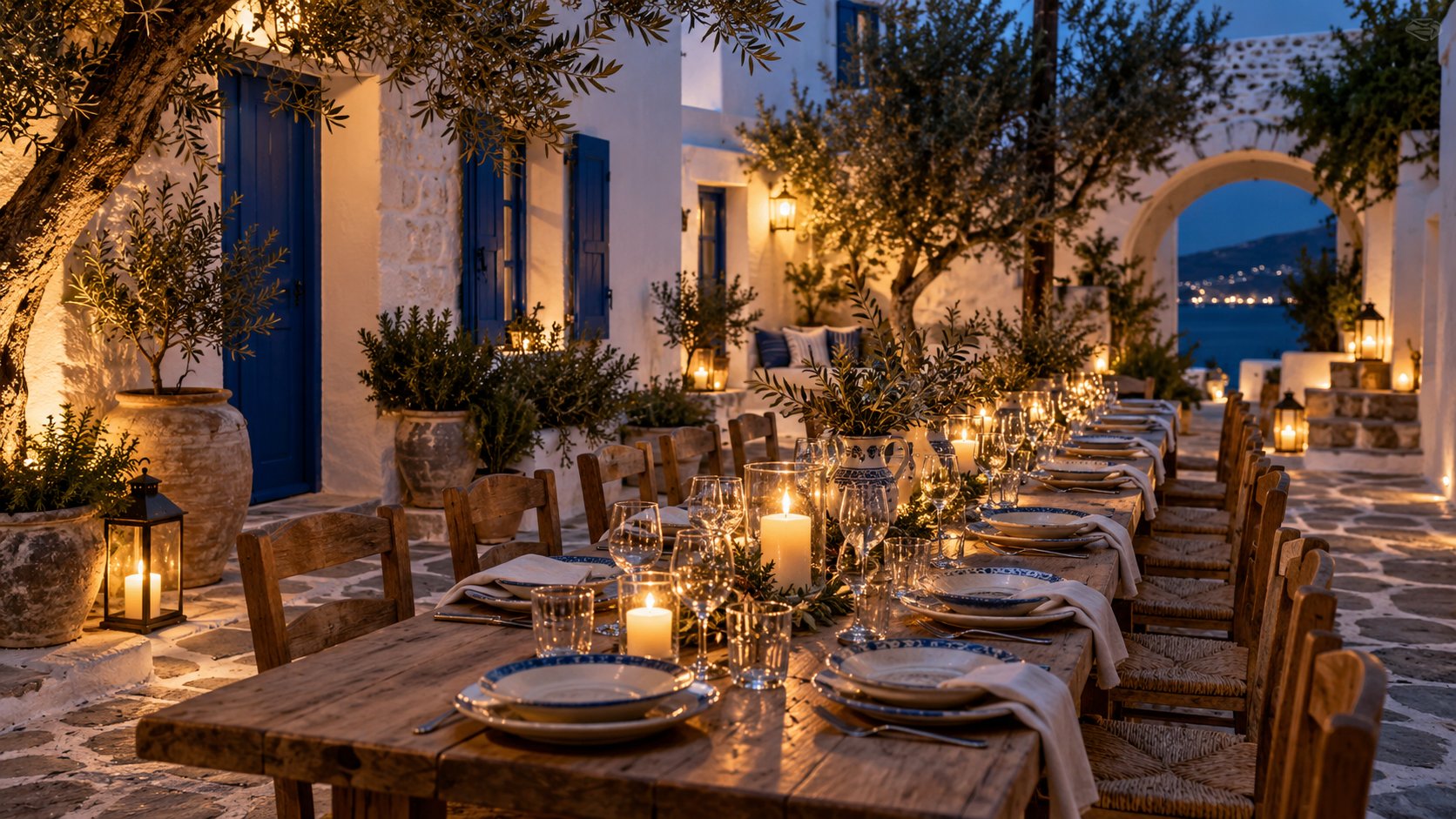 Langbord i en gresk taverna
