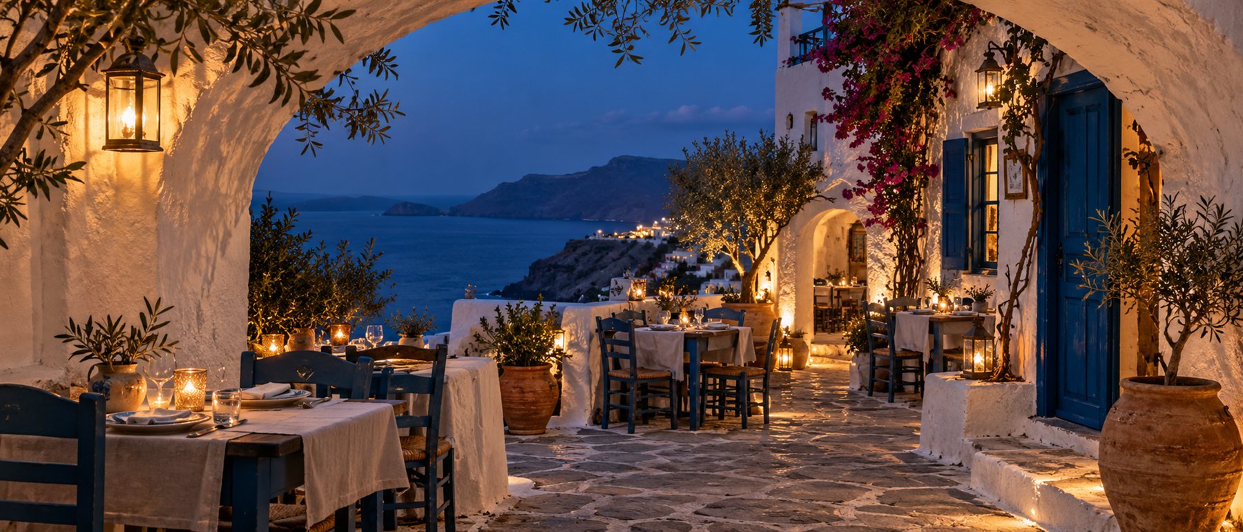 Stemningsbilde fra en gresk taverna